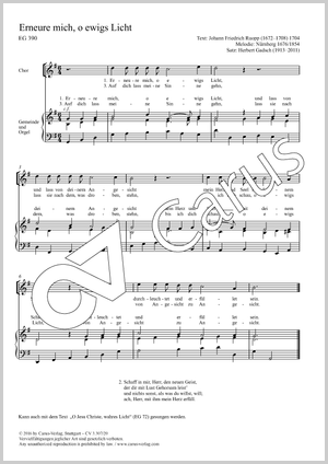Erneure mich, o ewigs Licht Partitur, Einzelausgabe aus Chorbuch