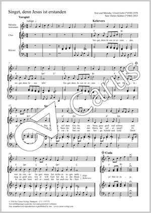 Singet, denn Jesus ist erstanden Score, separate edition from a choral collection