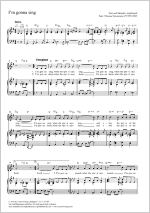 I’m gonna sing Partition, édition séparée avec recueil de musique chorale