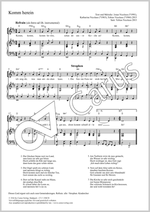 Komm herein Partitur, Einzelausgabe aus Chorbuch