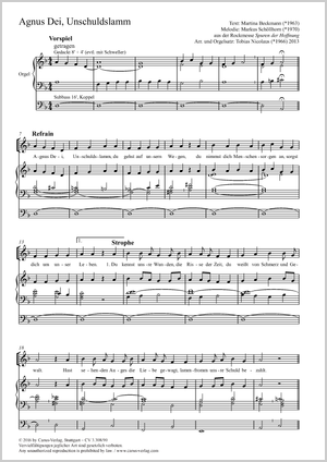 Agnus Dei, Unschuldslamm aus: Rockmesse ,,Spuren der Hoffnung" Score, separate edition from a choral collection