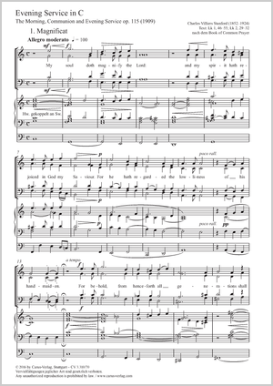 Evening Service in C Magnificat/ Nunc dimittis Partitur, Einzelausgabe aus Chorbuch