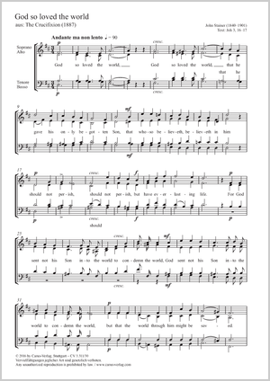 God so loved the world aus: The Crucifixion Score, separate edition from a choral collection