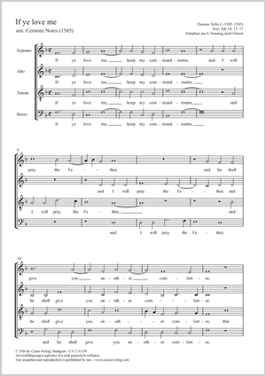 Thomas Tallis If Ye Love Me Full Score Separate Edition With Choral Collection Carus Verlag if ye love me