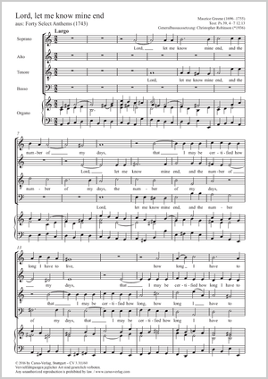 Maurice Greene: Lord, let me know mine end - Noten | Carus-Verlag