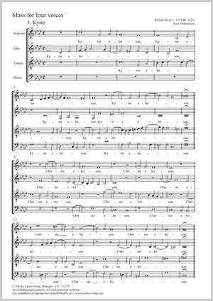 William Byrd: Mass for four voices - Sheet music | Carus-Verlag