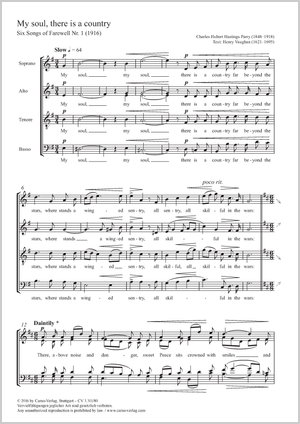 Charles Hubert Hastings Parry: My soul, there is a country - Noten | Carus-Verlag
