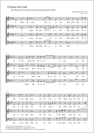 O praise the Lord aus: Barnard, First book of selected church musick Score, separate edition from a choral collection