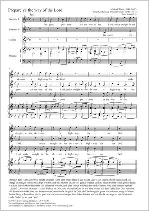 Michael Wise / Vincent Novello (arr.): Prepare ye the way of the Lord - Noten | Carus-Verlag