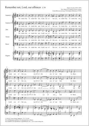 Henry Purcell: Remember not, Lord, our offences - Noten | Carus-Verlag