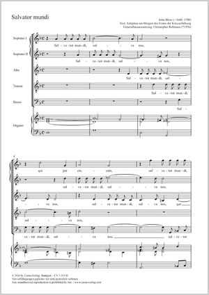 Salvator mundi Partitur, Einzelausgabe aus Chorbuch