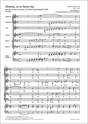 Domine, ne in furore tuo aus Libro primo de Motetti, ed.G. C. Bianchi 1620 Partition, édition séparée avec recueil de musique chorale