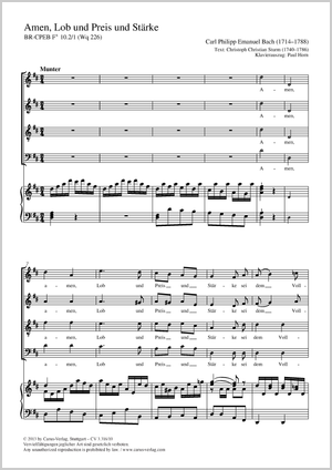 Amen, Lob und Preis und Stärke Chor Partitur, Einzelausgabe aus Chorbuch