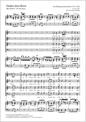 Danket dem Herrn aus: Dank-Hymne der Freundschaft (Dank-Hymne) Score, separate edition from a choral collection, B flat major
