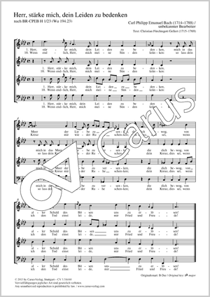 Carl Philipp Emanuel Bach: Herr, stärke mich, dein Leiden zu bedenken - Noten | Carus-Verlag
