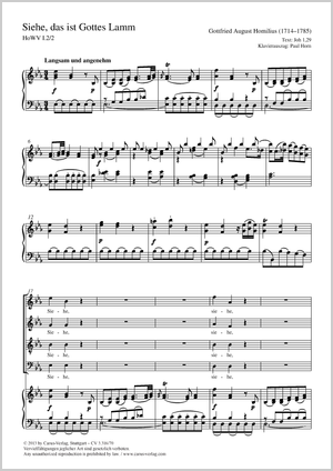 Siehe, das ist Gottes Lamm aus der Passionskantate Partition, édition séparée avec recueil de musique chorale
