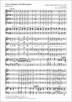 Unsre Sünden und Missetaten aus der Passionskantate Score, separate edition from a choral collection, C minor