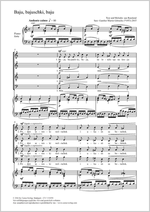 Baju, bajuschki, baju Score, separate edition from a choral collection