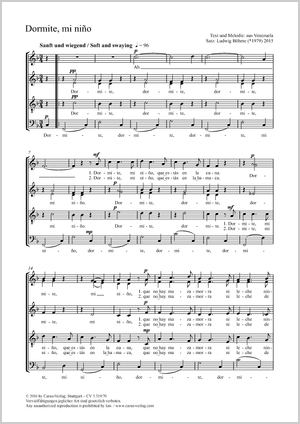 Dormite, mi niño Score, separate edition from a choral collection