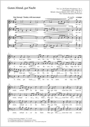 Guten Abend, gut Nacht Partitur, Einzelausgabe aus Chorbuch