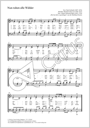 Nun ruhen alle Wälder aus: Matthäuspassion Partitur, Einzelausgabe aus Chorbuch