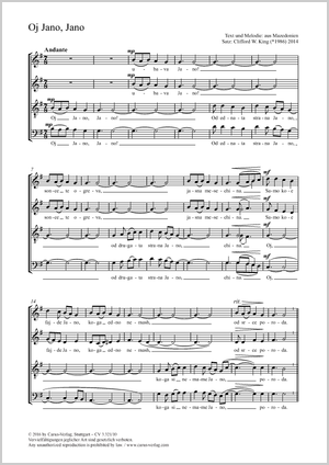 Clifford W. King (arr.): Oj Jano, Jano - Noten | Carus-Verlag