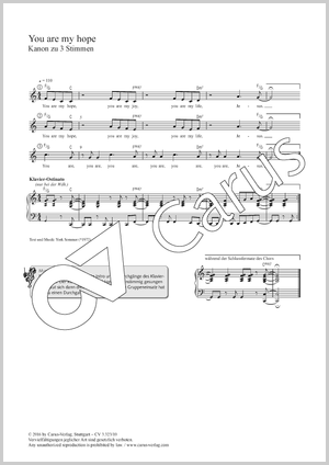 You are my hope Kanon zu 3 Stimmen Partitur, Einzelausgabe aus Chorbuch