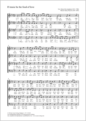 If music be the food of love Partition, édition séparée avec recueil de musique chorale