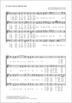 It was a lover and his lass Partitur, Einzelausgabe aus Chorbuch