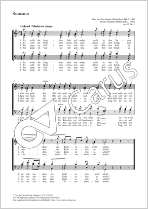Johannes Brahms: Rosmarin - Noten | Carus-Verlag