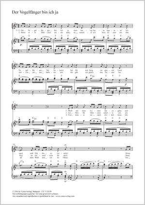 Wolfgang Amadeus Mozart / Gustav Friedrich Kogel (arr.): Der Vogelfänger bin ich ja - Noten | Carus-Verlag