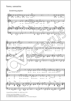 Sanna sannanina 2 stg polyphon Partition, édition séparée avec recueil de musique chorale