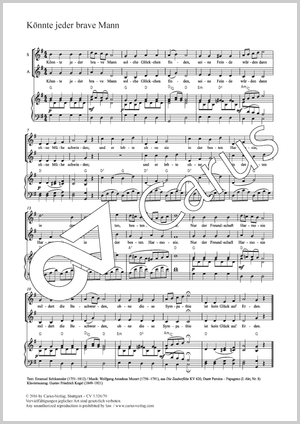 Könnte jeder brave Mann Score, separate edition from a choral collection