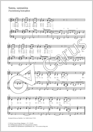 Sanna sannanina Zweistimmig homophon Partition, édition séparée avec recueil de musique chorale