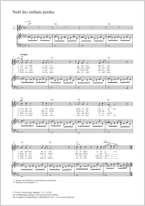 Noël des enfants perdus Score, separate edition from a choral collection