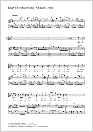 Ricevete, o padroncina / Gnädge Gräfin Score, separate edition from a choral collection