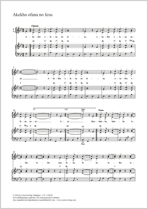 Akekho ofana no Jesu Score, separate edition from a choral collection