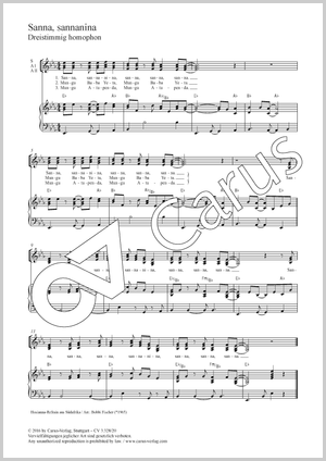 Sanna sannanina 3 stg, homophon Partition, édition séparée avec recueil de musique chorale