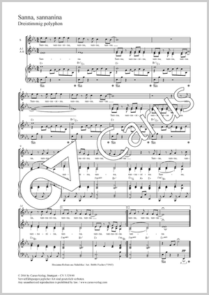 Sanna sannanina 3 stg polyphon Partition, édition séparée avec recueil de musique chorale