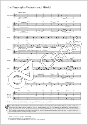 Das Passacaglia-Abenteuer nach Händel Partition, édition séparée avec recueil de musique chorale