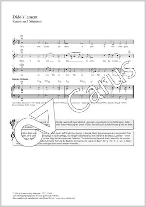 Dido's lament Kanon zu 3 Stimmen Partitur, Einzelausgabe aus Chorbuch
