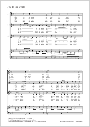 Joy to the World Partitur, Einzelausgabe aus Chorbuch