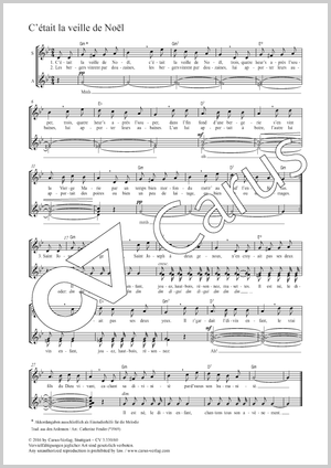 C'était la veille de Noël Score, separate edition from a choral collection