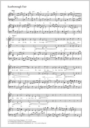 Song - Scarborough Fair - Choral and Vocal sheet music arrangements