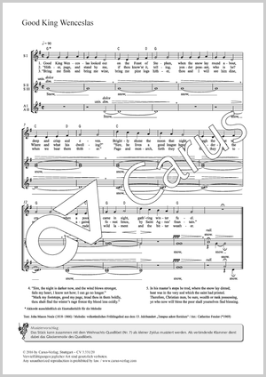 Good King Wenceslas Score, separate edition from a choral collection