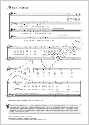 All mein Gedanken Score, separate edition from a choral collection