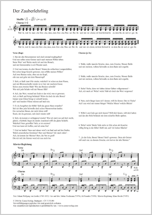 Der Zauberlehrling Score, separate edition from a choral collection