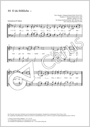 O du fröhliche Score, separate edition from a choral collection, In dieser Ausgabe / in this edition: SATB