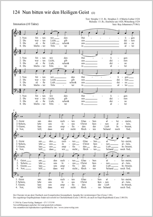 Nun bitten wir den heilgen Geist Score, separate edition from a choral collection, In dieser Ausgabe / in this edition: SATB