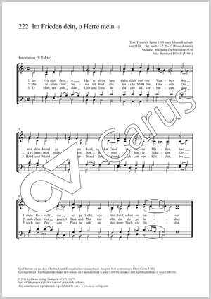 Im Frieden dein, o Herre mein Partition, édition séparée avec recueil de musique chorale, In dieser Ausgabe / in this edition: SATB